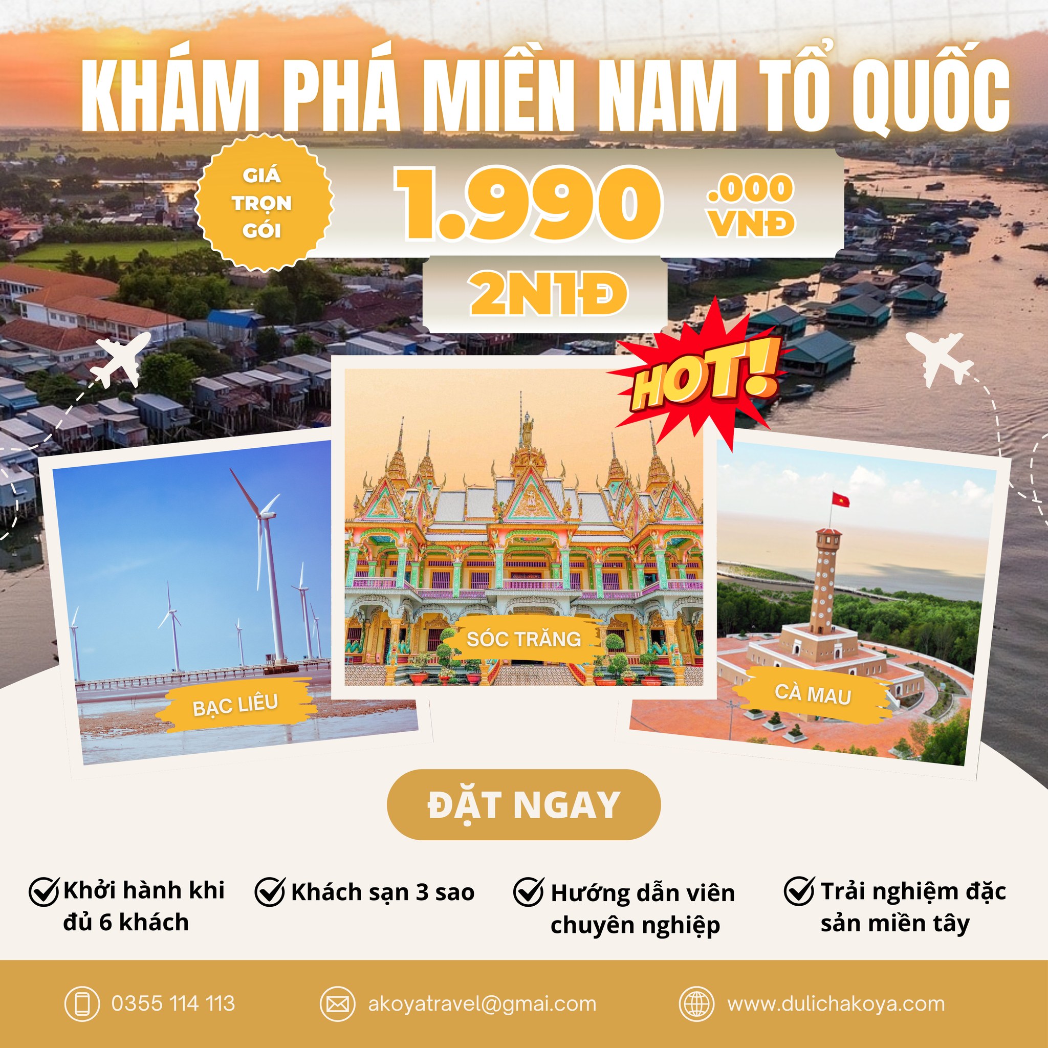 TOUR DU LỊCH MIỀN TÂY 2 NGÀY 1 ĐÊM CHỈ 1.990K